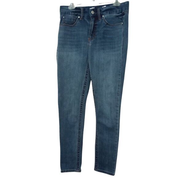 Seven 7 Jeans Blue High Rise Skinny Tummyless Stretch Embroidered Pockets 8 - Picture 3 of 11